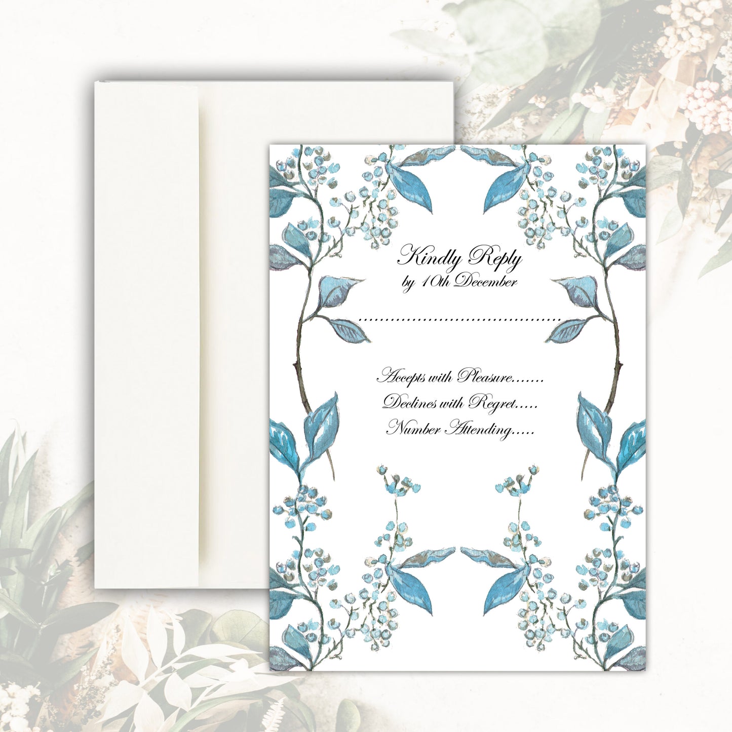 Juniper RSVP Card - Pale Blue