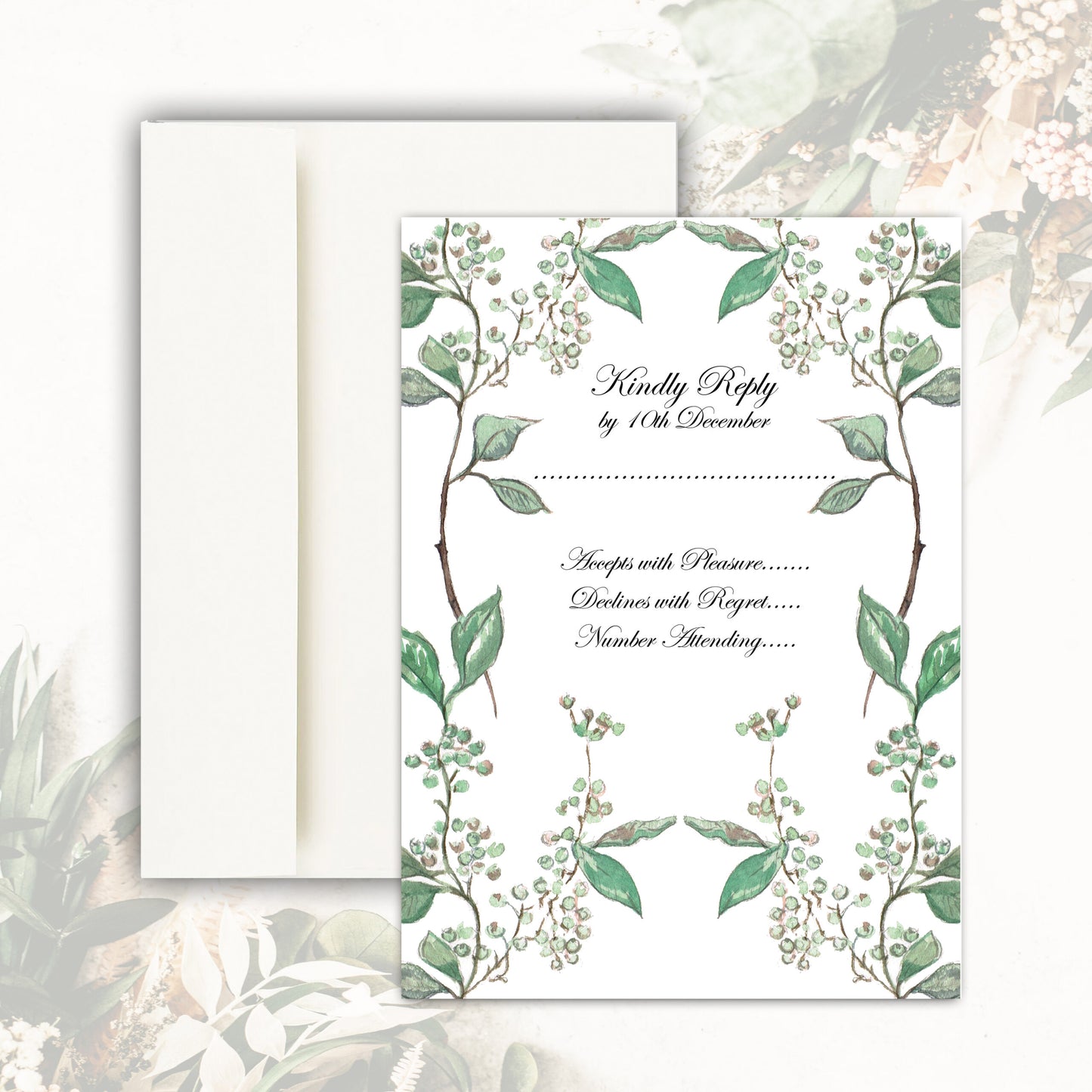 Juniper RSVP Card - Sage Green