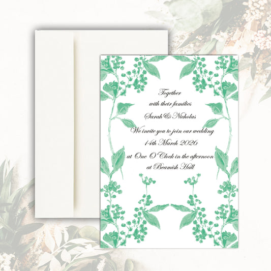 Juniper Wedding Invitation - Monochrome Green