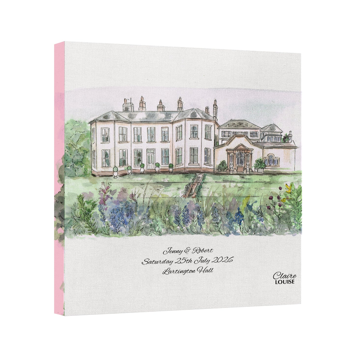 Lartington Hall Wedding Canvas Print - White