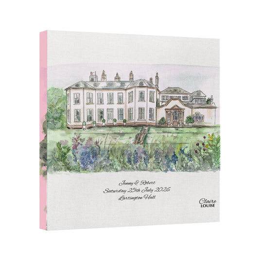 Lartington Hall Wedding Canvas Print - White