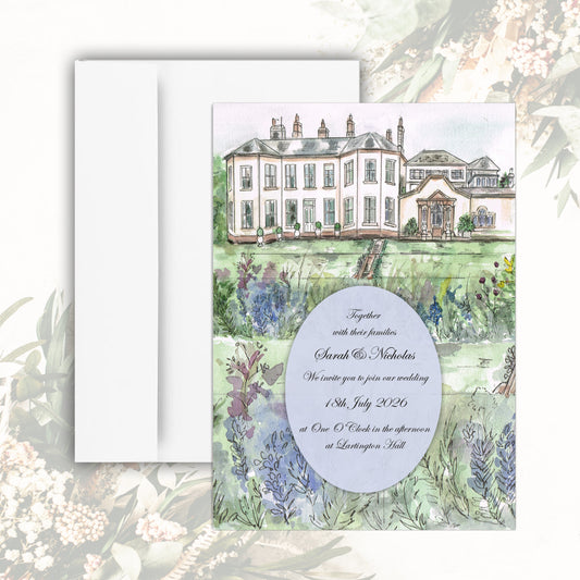 Lartington Hall In Bloom Wedding Invitation
