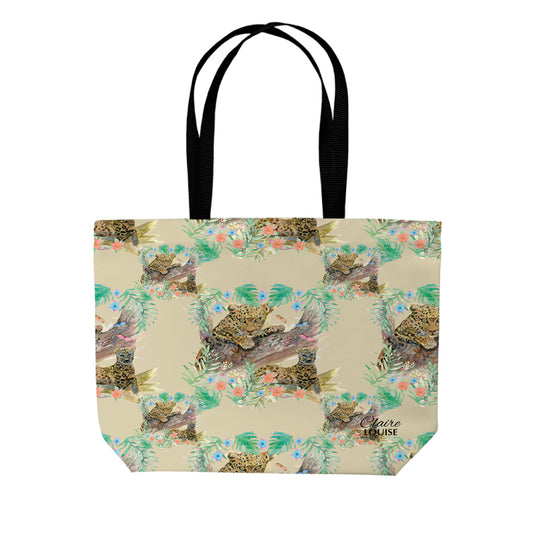 Leopard print double sided print shopper
