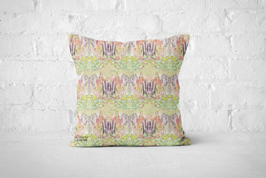 Lime Bluebells Garden Blooms Cushion