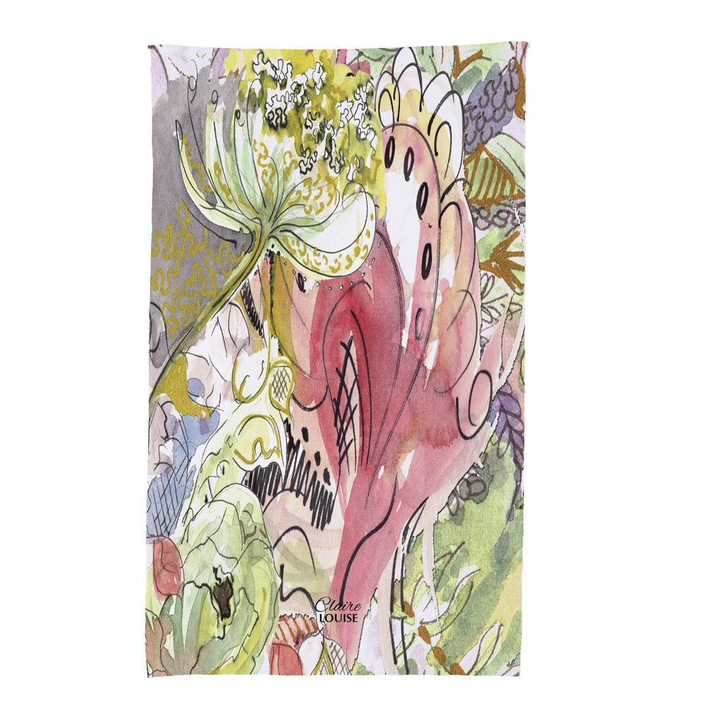 Luminous Pink Bloom Tea Towel