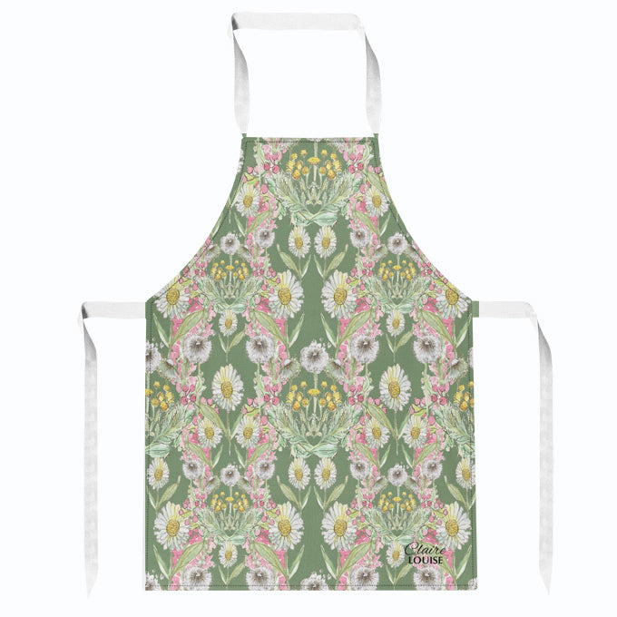 Meadow Green Bloom Kitchen Apron