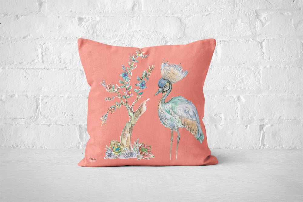 Peach Bird Cushion