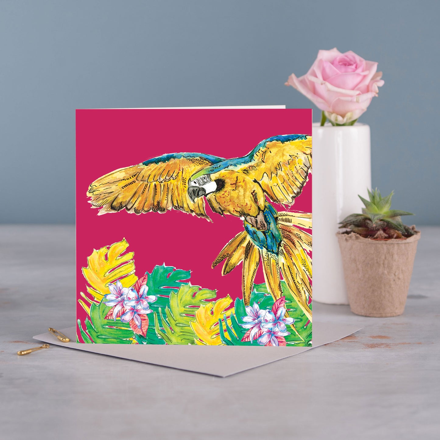 Tropical Parrot Greetings Card - Pack of 6