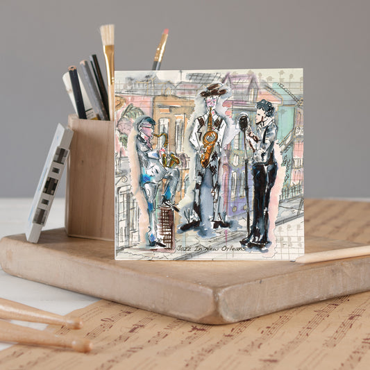 Jazz In New Orleans Greetings Card - Pack of 6