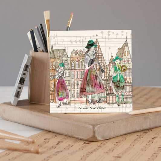 German Folk Music Greetings Card - Pack of 6