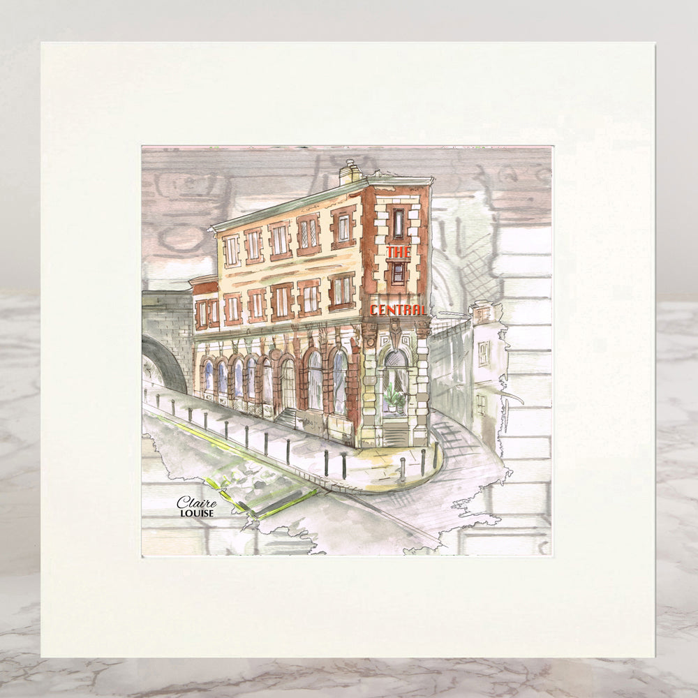 The Central Pub Newcastle Mounted Print