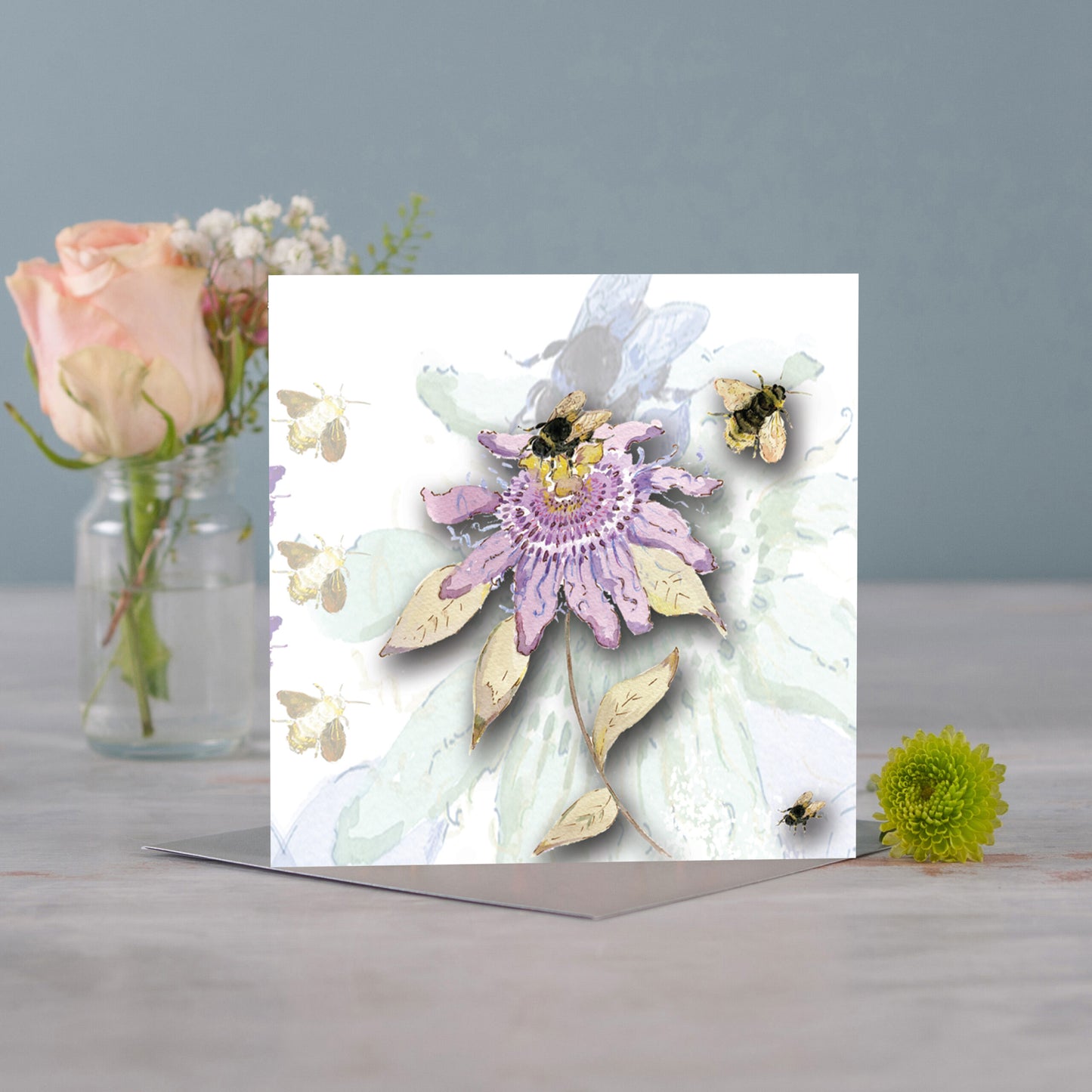 Passion Flower Greeting Card (White) - Pack of 6