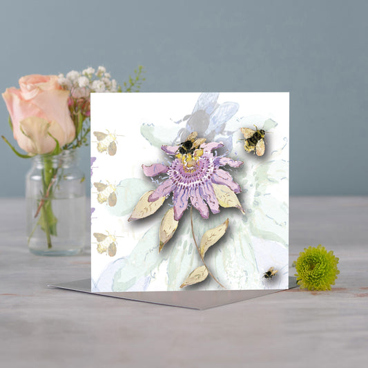 Passion Flower Greeting Card (White) - Pack of 6