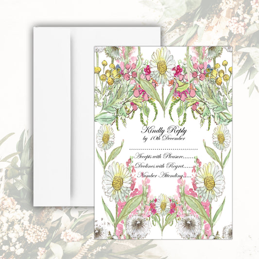Garden Bloom Daisies RSVP Card (White)