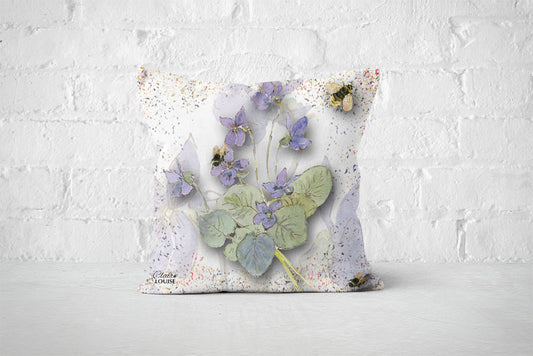 Powder Bloom Morning Glories White Cushion