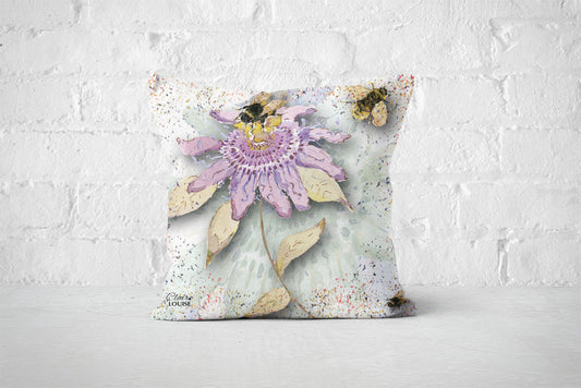 Powder Bloom Passion Flower White Cushion