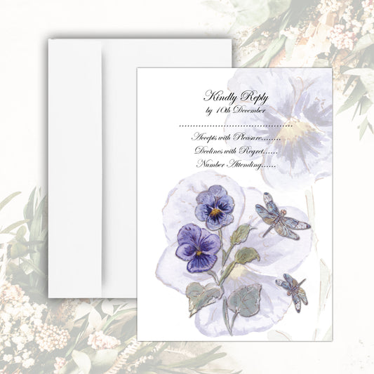 Pansies RSVP Card (White)