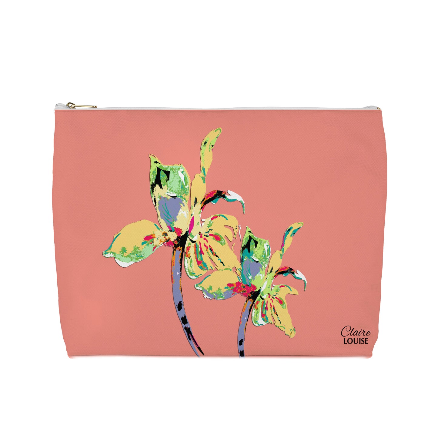 Peach Fuzz Iris Cosmetic Bag