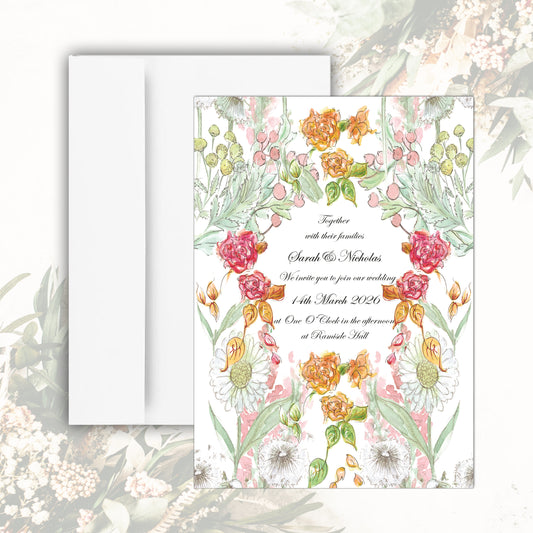 Rose Garden Wedding Invitation (White)