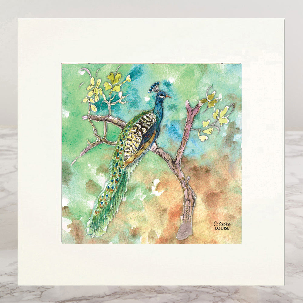 The Garden Peacock Mounted Print