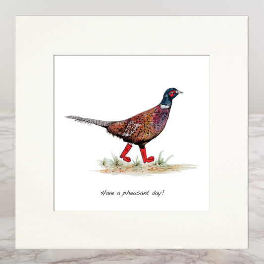 Pheasant in Boots  Mounted Print