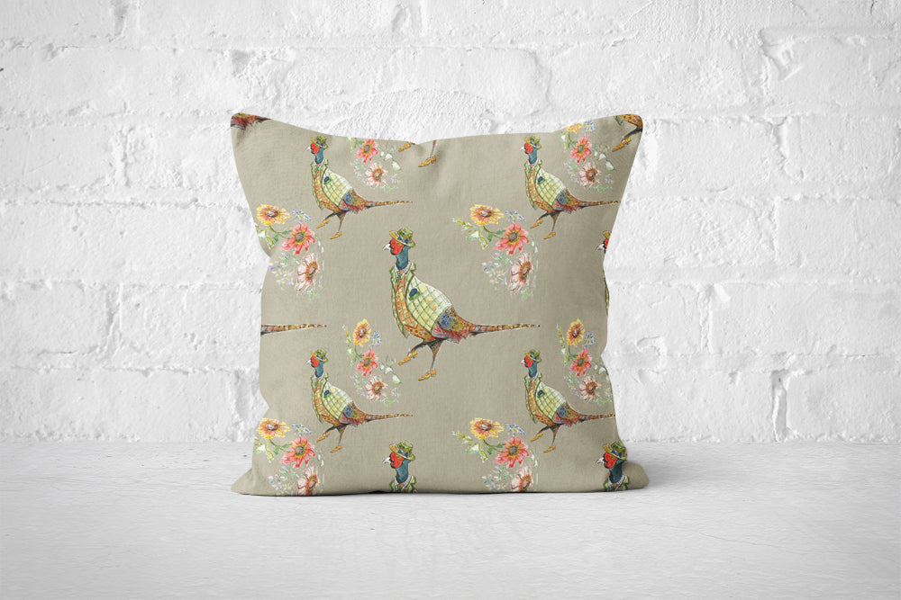 Pheasants Beige Cushion