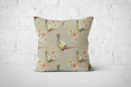 Pheasants Beige Cushion