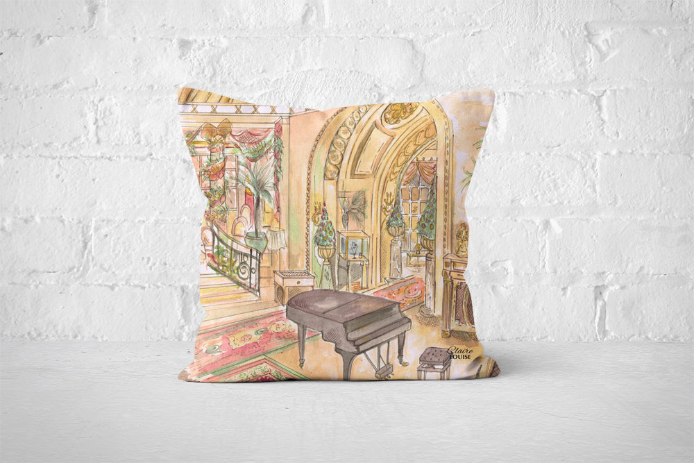 Piano Room At The Ritz Hotel Cushion