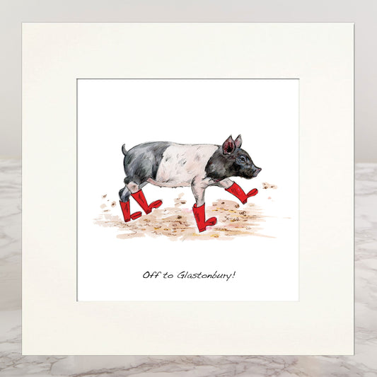 Pig in Boots  Mounted Print