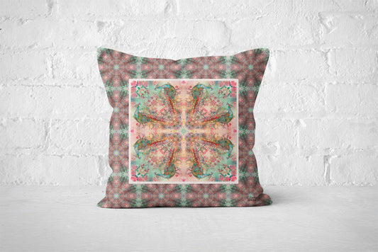 Ornamental Peacock Old Rose Cushion
