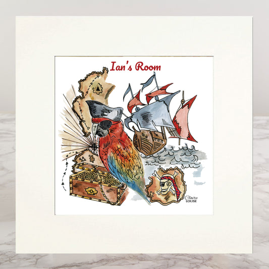 Pirates Personalised Mounted Print
