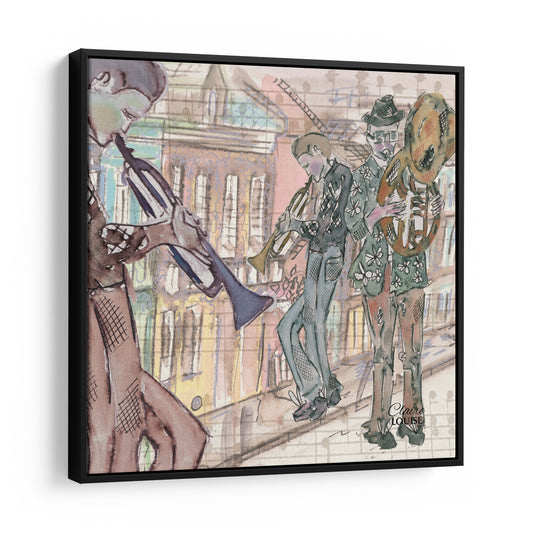 Play the Trumpets in Havana Framed Canvas Print
