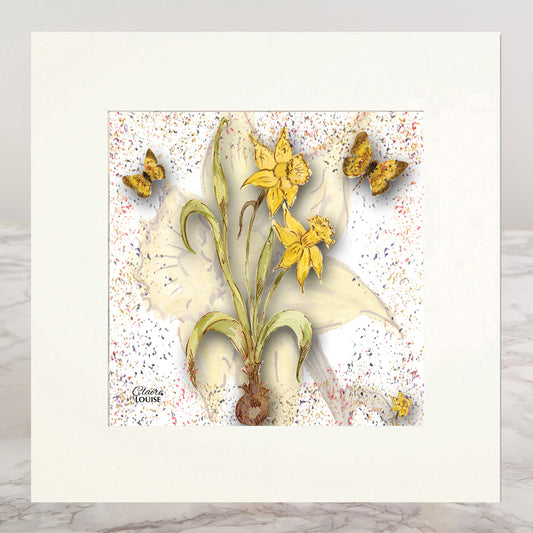 Powder Bloom Daffodil Mounted Print