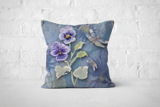 Powder Bloom Pansies Cushion
