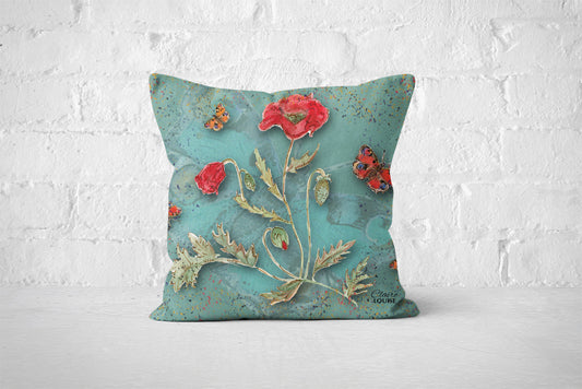 Powder Bloom Poppies Cushion