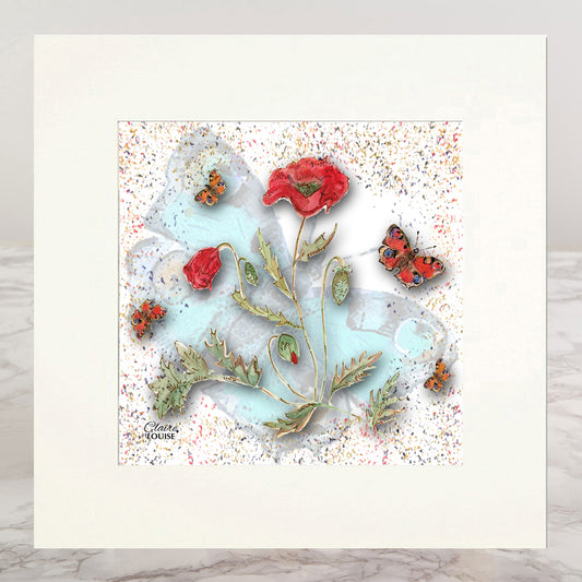 Powder Bloom Poppies Mounted Print