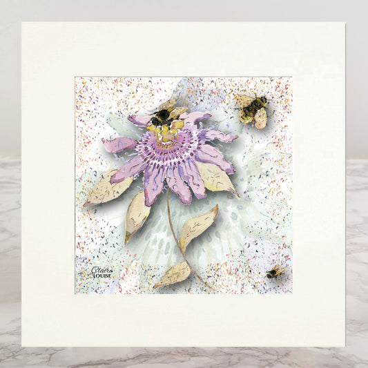 Powder Bloom Passion Flower Mounted Print