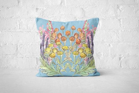 Powder Blue Bloom Outdoor Cushion