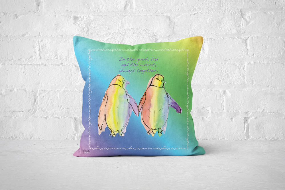 Rainbow Penguin Cushion