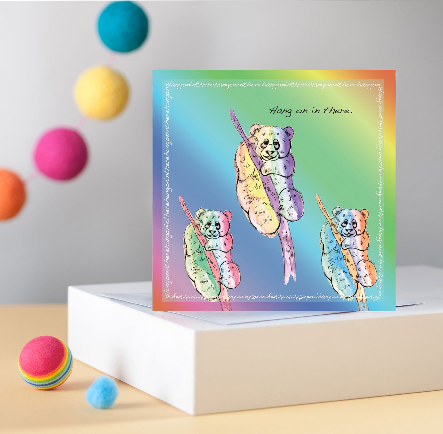 Rainbow Panda Greetings Card - Pack of 6