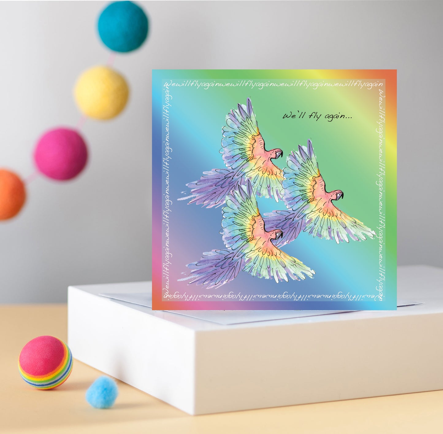 Rainbow Parrots Greetings Card - Pack of 6