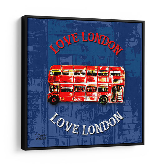 Red Bus Urban Icons Framed Canvas Print