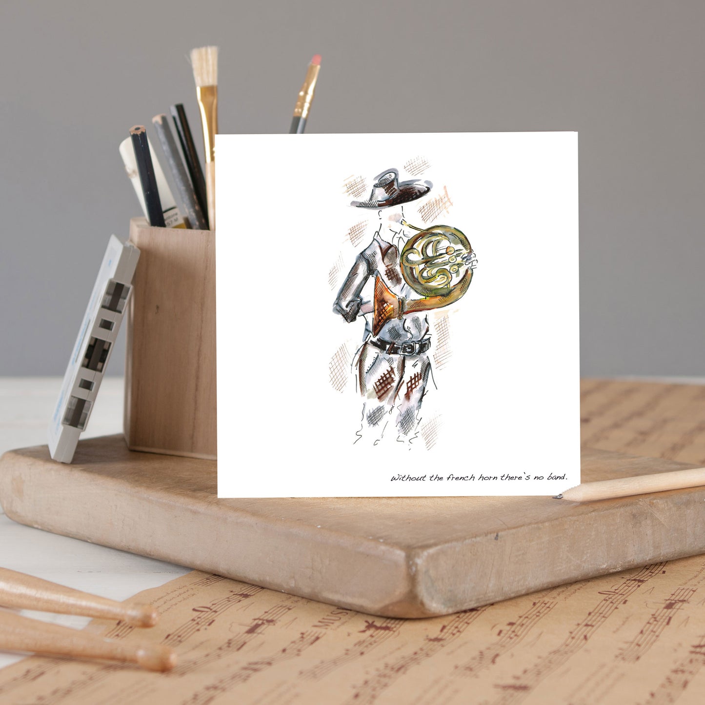 French Horn Greetings Card - Pack of 6