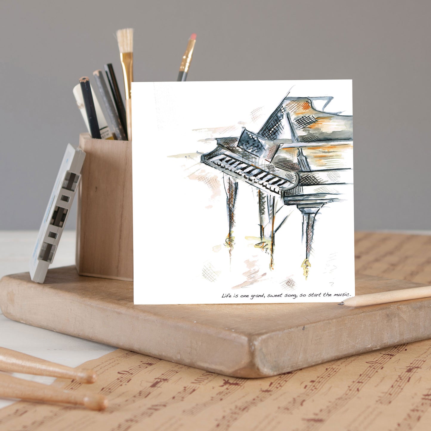 Piano Greetings Card - Pack of 6