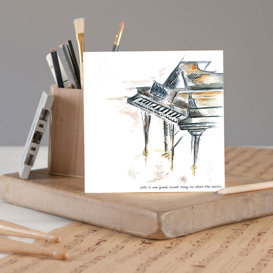 Piano Greetings Card - Pack of 6