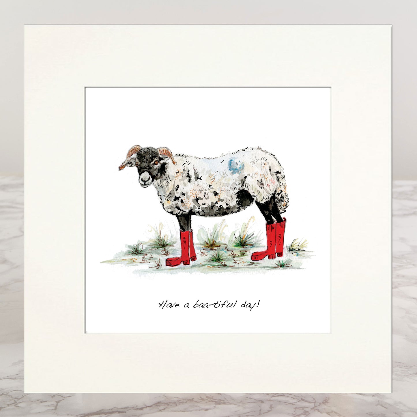 Sheep in Boots  Mounted Print