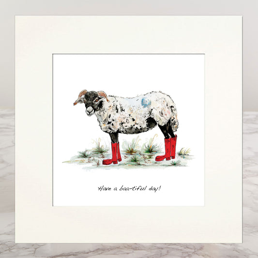 Sheep in Boots  Mounted Print