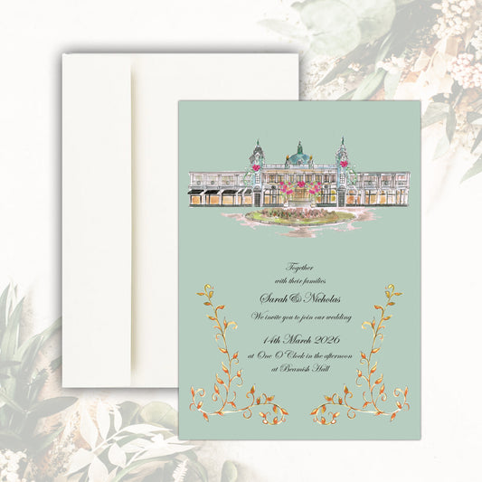 The Spanish City Wedding Invitation (Green)