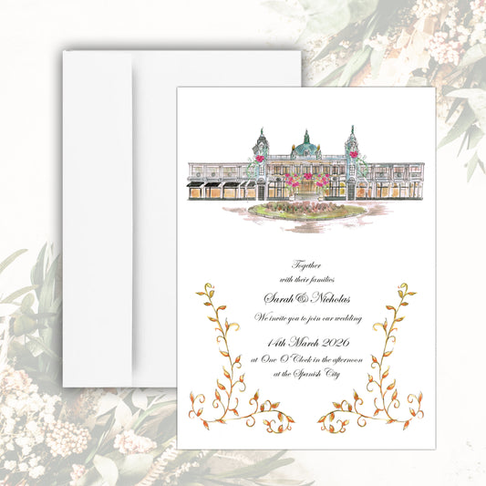 The Spanish City Wedding Invitation (White)