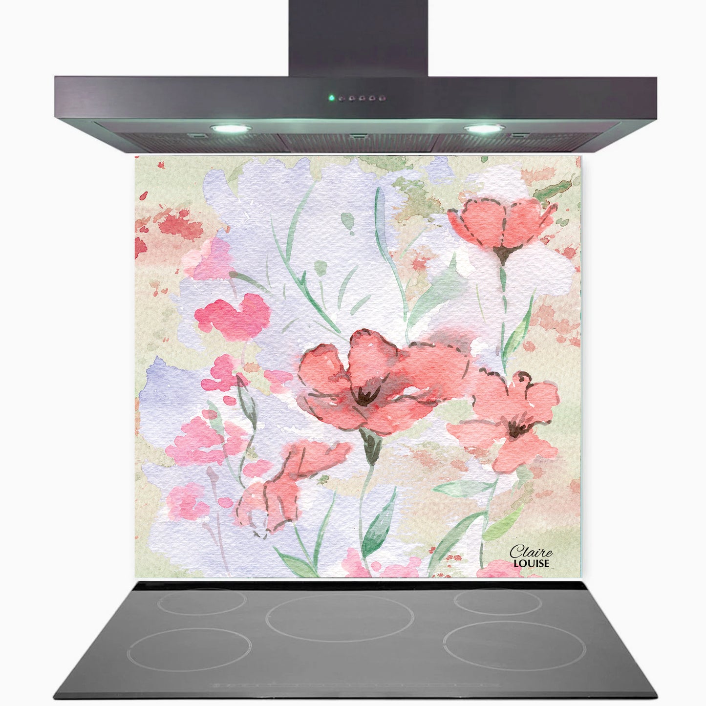 Splash Poppy Kitchen Glass Splashback